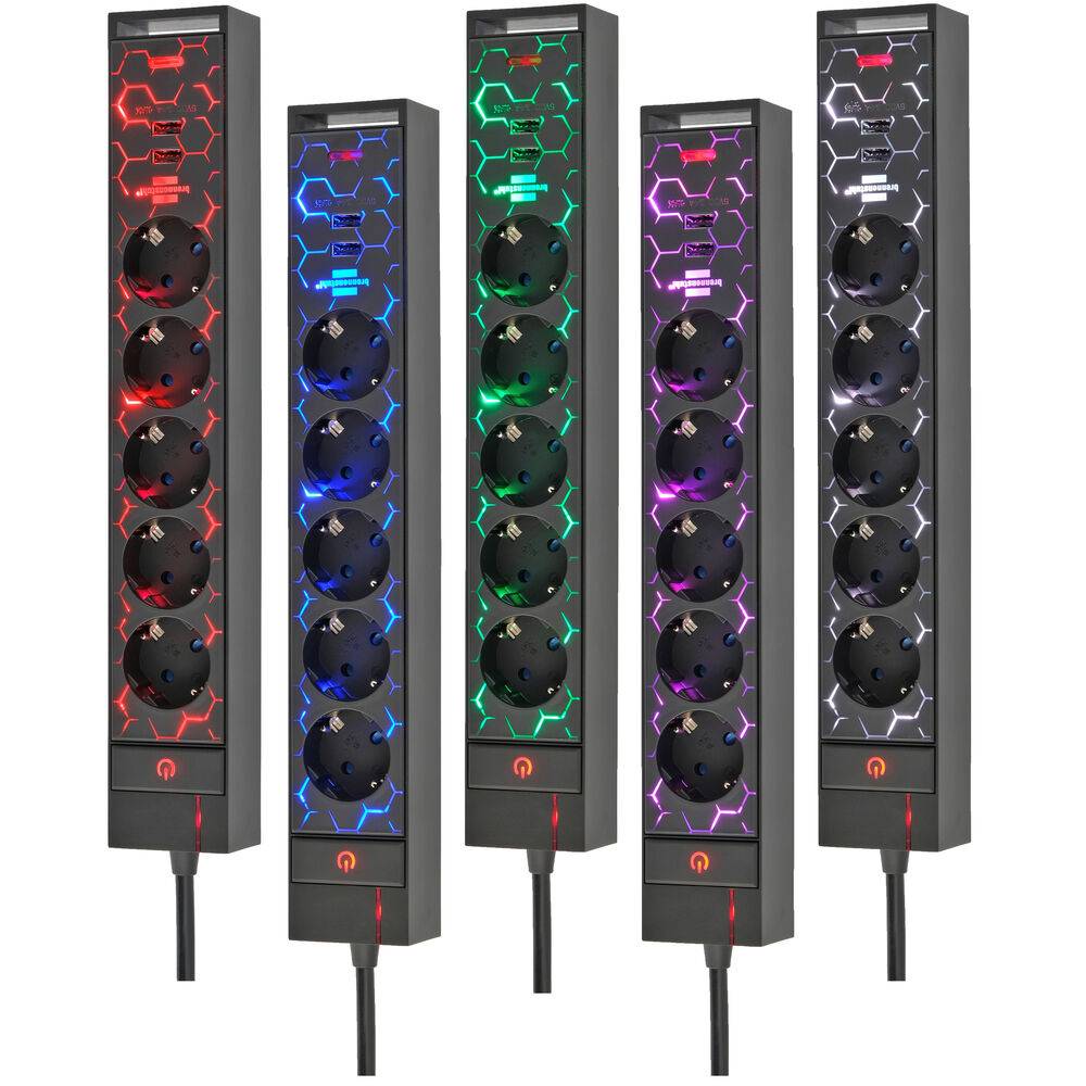 Brennenstuhl 1153560100 Gaming Stekkerdoos | 5 sockets | Aan/uit Schakelaar | 2x USB-A | Zwart | 1,5 meter-3