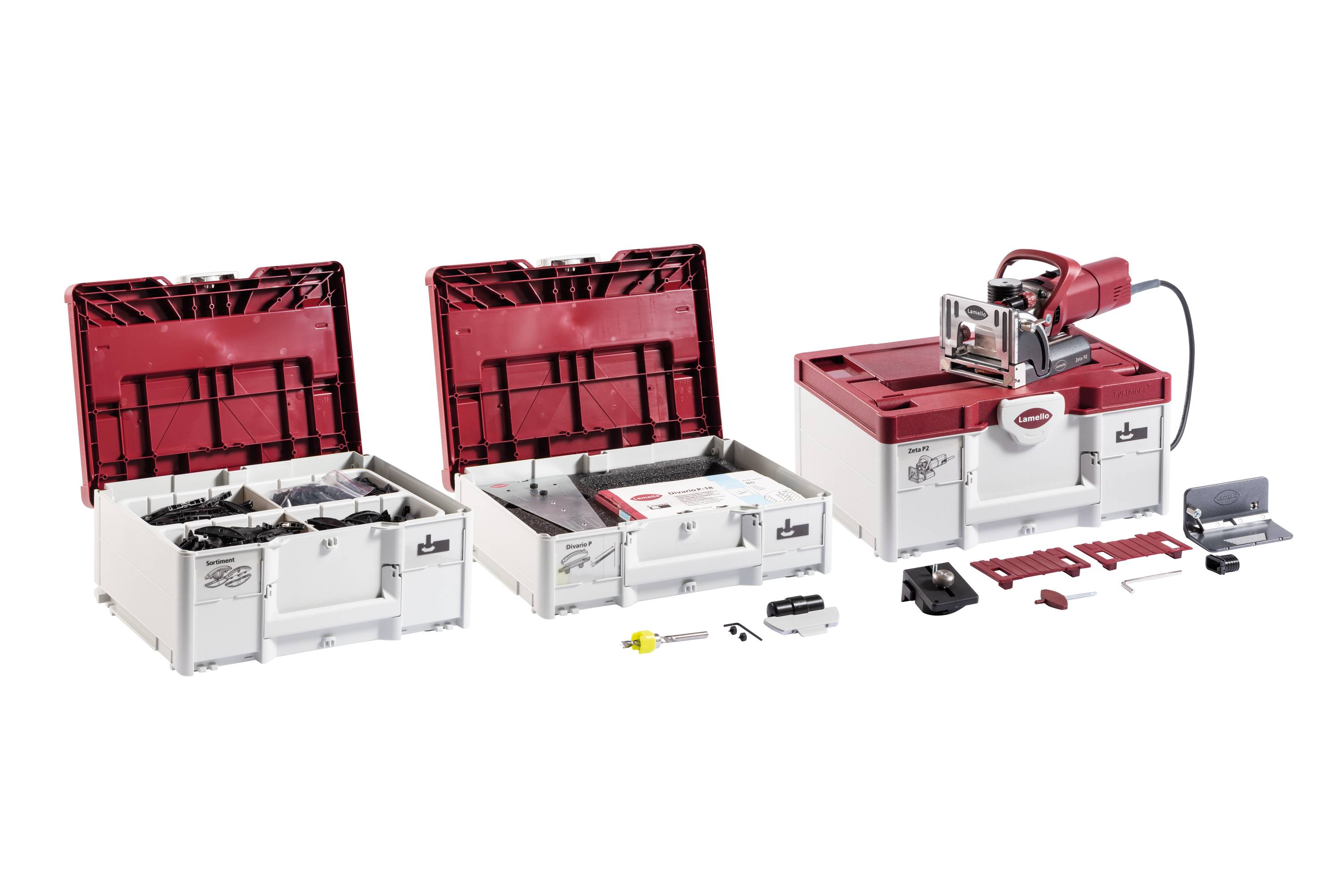 Lamello Zeta P2 freesmachine met diamantfrees, stekker typee F Schuko, in systainer³M-2