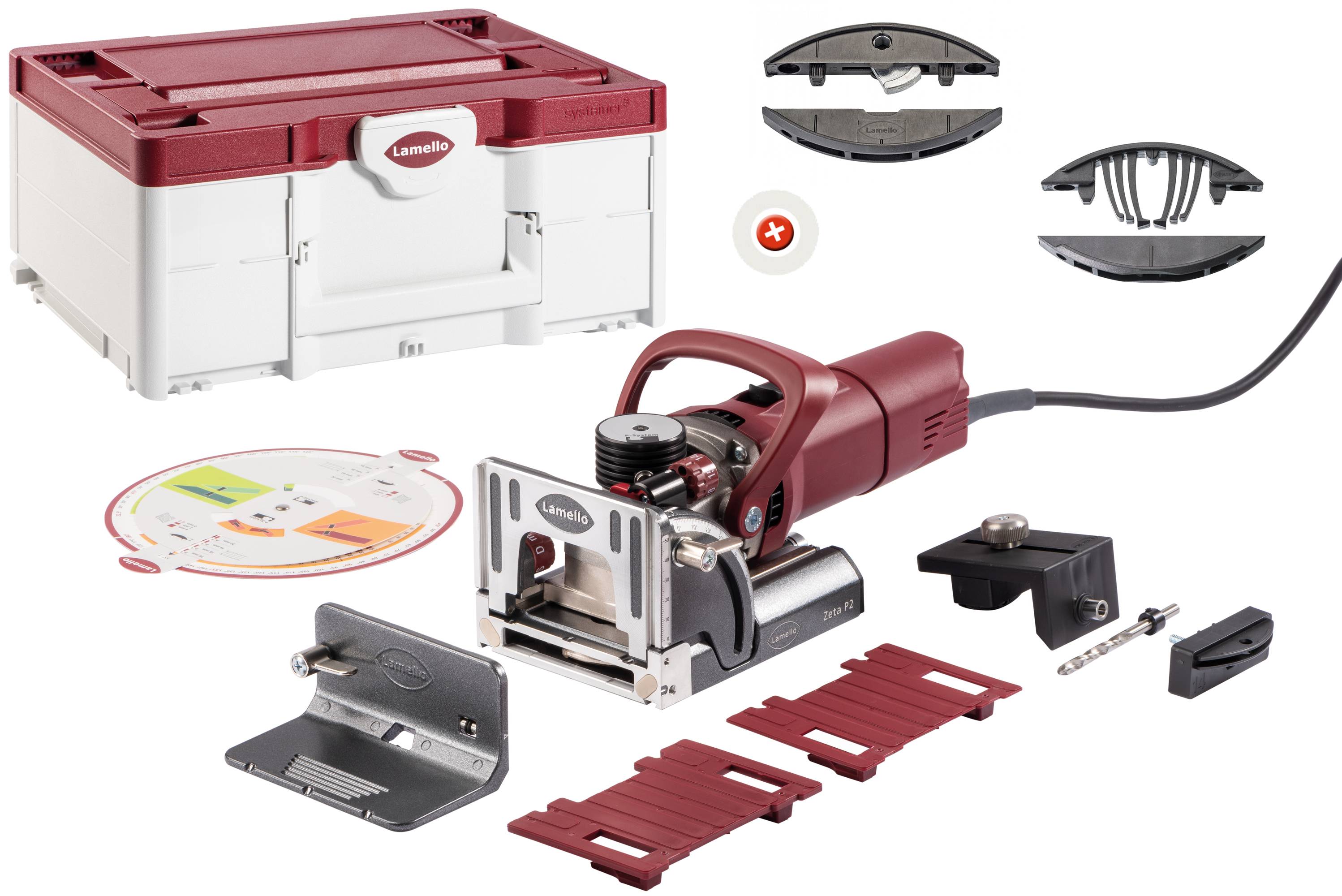 Lamello Zeta P2 freesmachine met diamantfrees, stekker typee F Schuko, in systainer³M-4