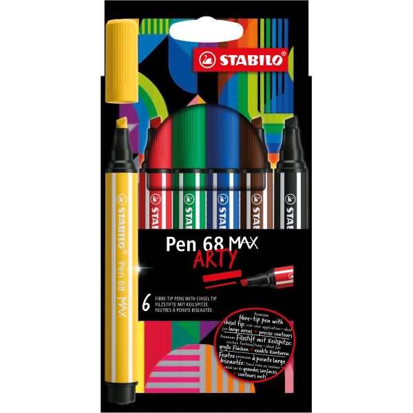 Viltstift STABILO Pen 68 Max Arty assorti etui à 6 stuks