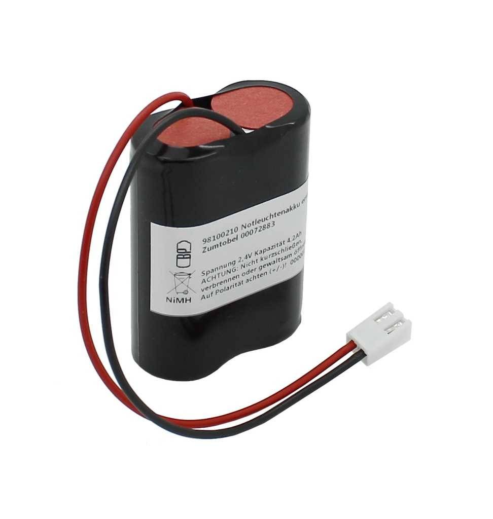 Noodverlichting batterij NiMH 2.4V 4.2Ah F1x2 7/5 Sub-C met kabel en stekker vervangt Zumtobel 00072883-0