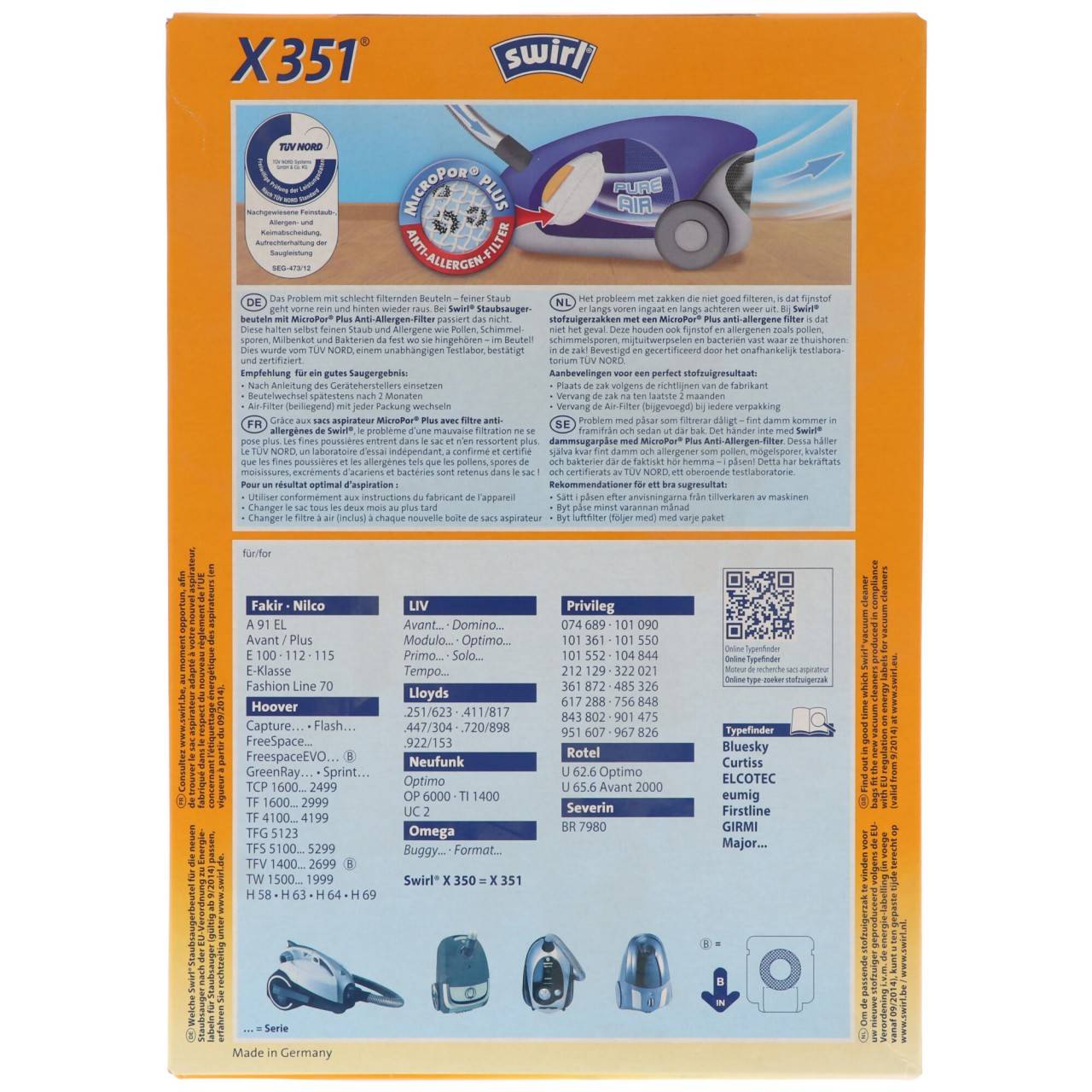 Swirl Staubsaugerbeutel X351 (X350) MicroPor Plus für Hoover und LIV Staubsauger-4