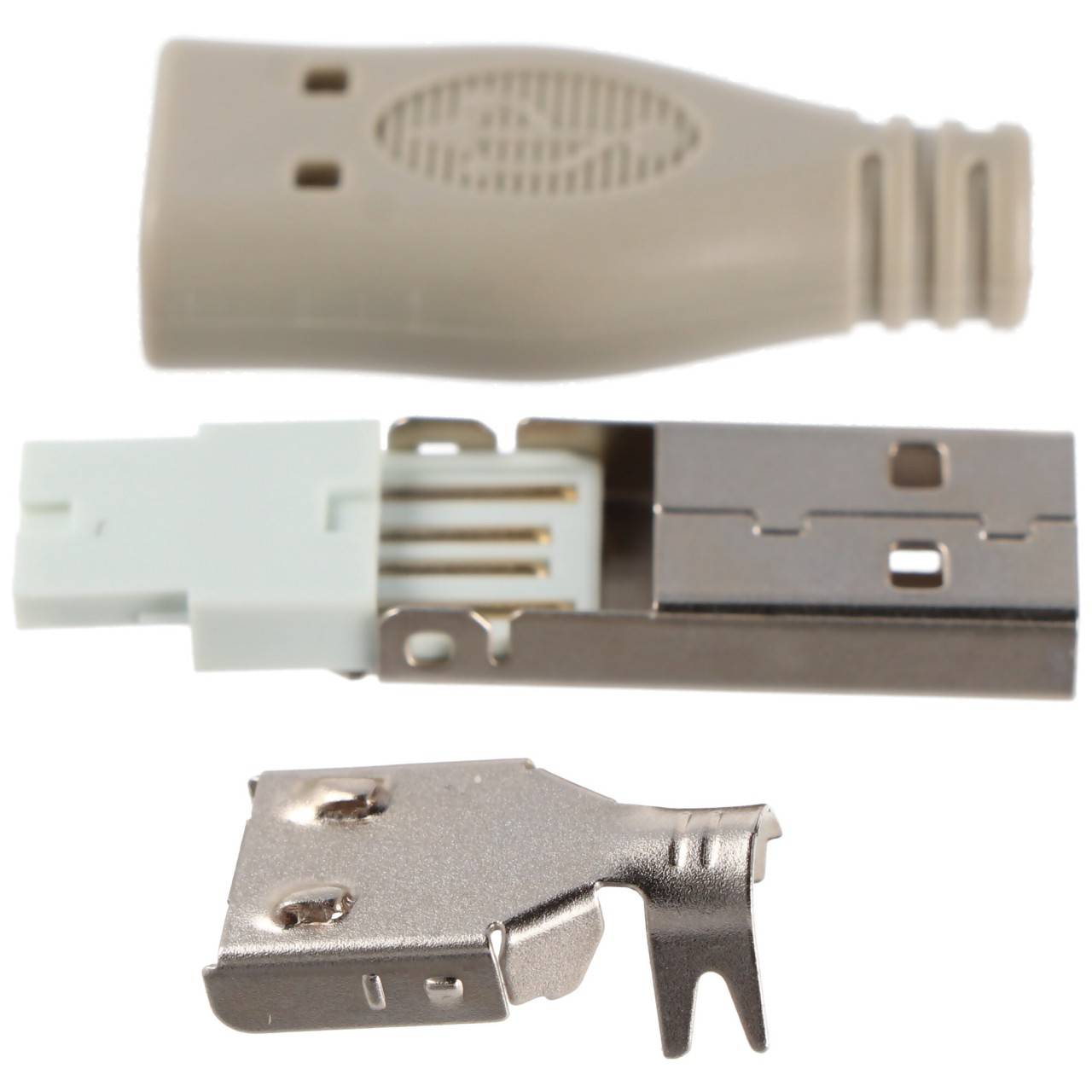 USB-A (m) soldeerbare connector - USB2.0 / beige-0