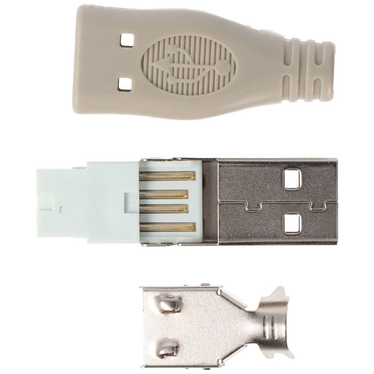 USB-A (m) soldeerbare connector - USB2.0 / beige-3