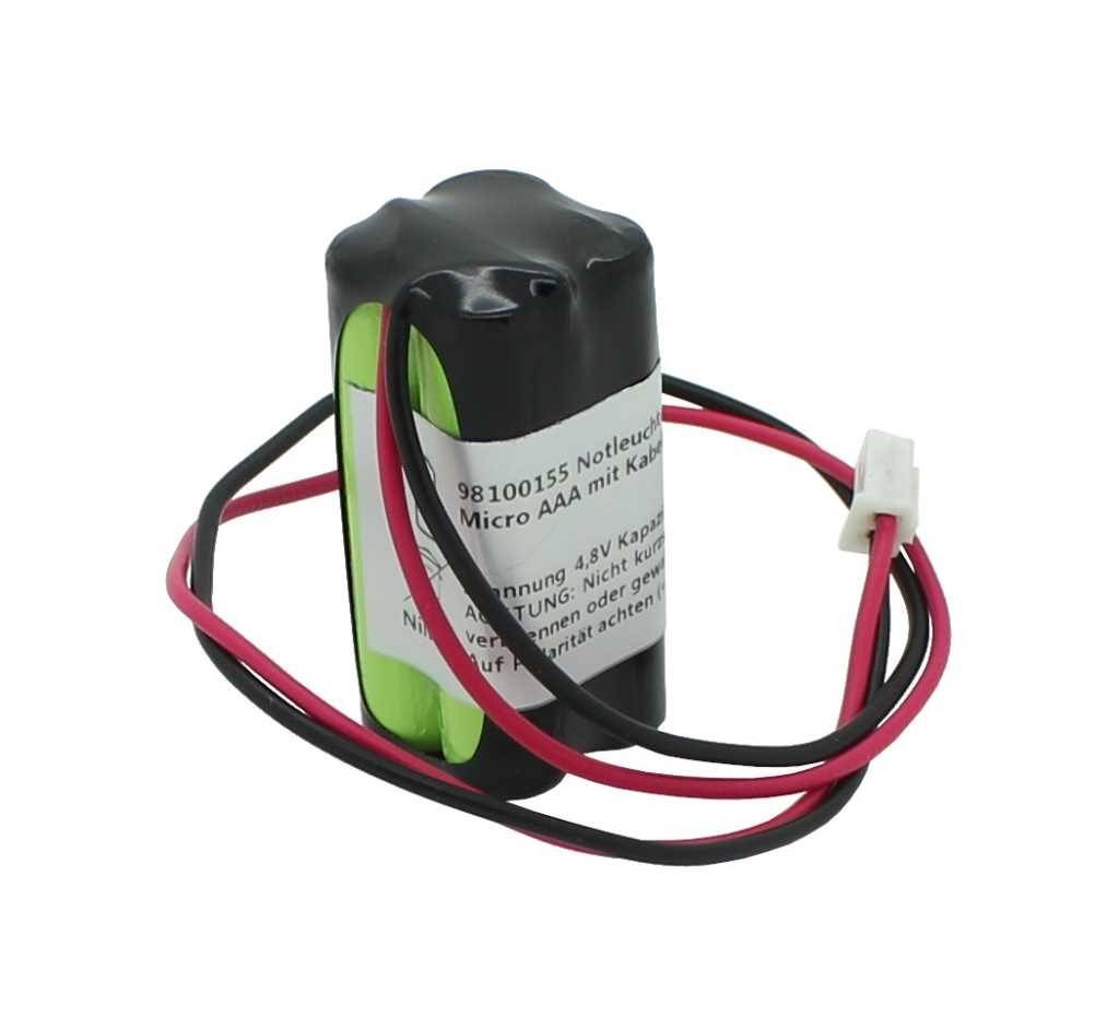 Batterij voor noodverlichting NiMH 4.8V 600mAh F2x2 Micro AAA met kabel en stekker-0