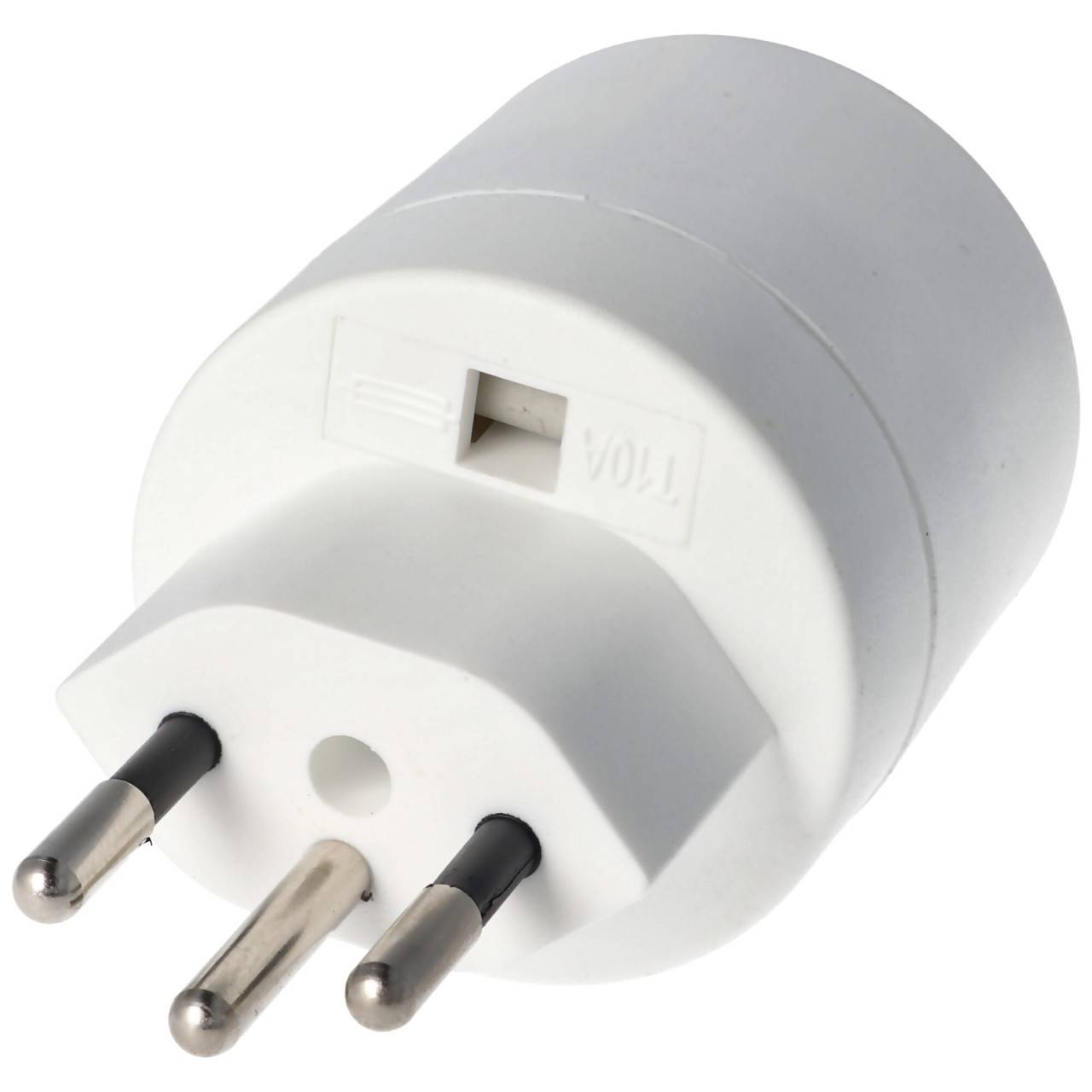 Zwitserland adapter wit van Schuko koppeling naar Zwitserse stekker 230 volt met aardgeleider en 10A-0