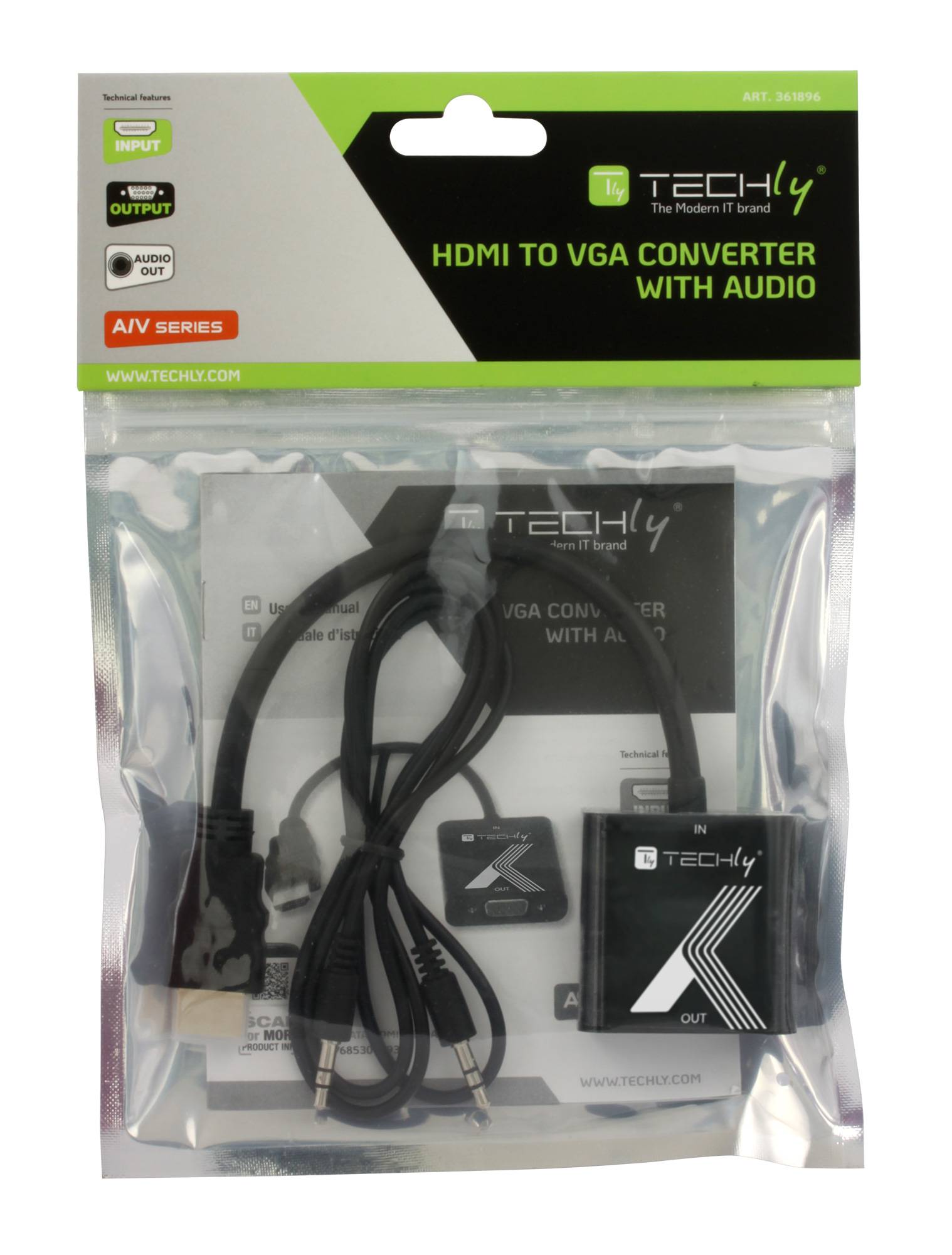 Techly HDMI/VGA-converter met audio 0,1 m - Audio/multimedia - Digitaal/display/video-3