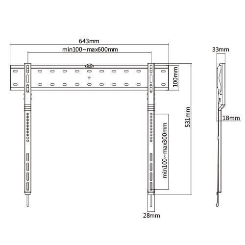 Techly muurbeugel voor LCD TV LED 43-80" UltraSlim, vast, s-2
