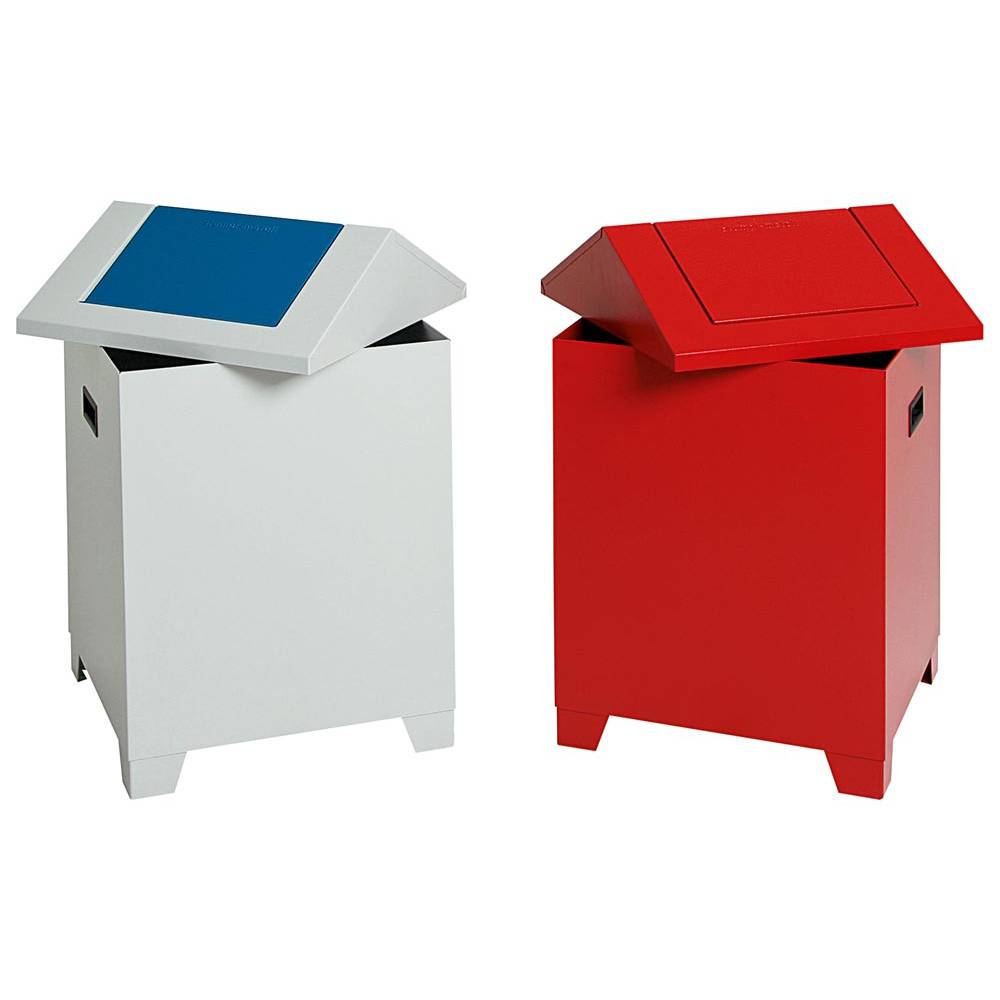 Poetsdoekcontainer H680xB400xD400mm behuizing vuurrood, RAL 3000 / klep vuurrood