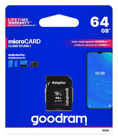 GOR Goodram M1AA-0640R12 flashgeheugen 64 GB MicroSDXC Klasse 10 UHS-I-3