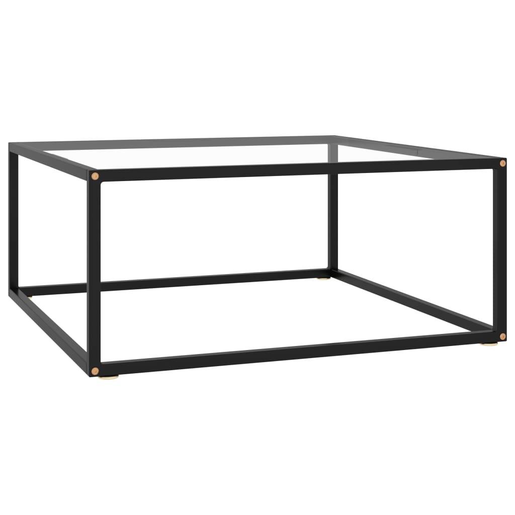 vidaXL - Salontafel - met - gehard - glas - 80x80x35 - cm - zwart