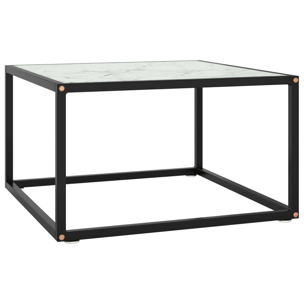 vidaXL - Salontafel - met - wit - marmerglas - 60x60x35 - cm - zwart