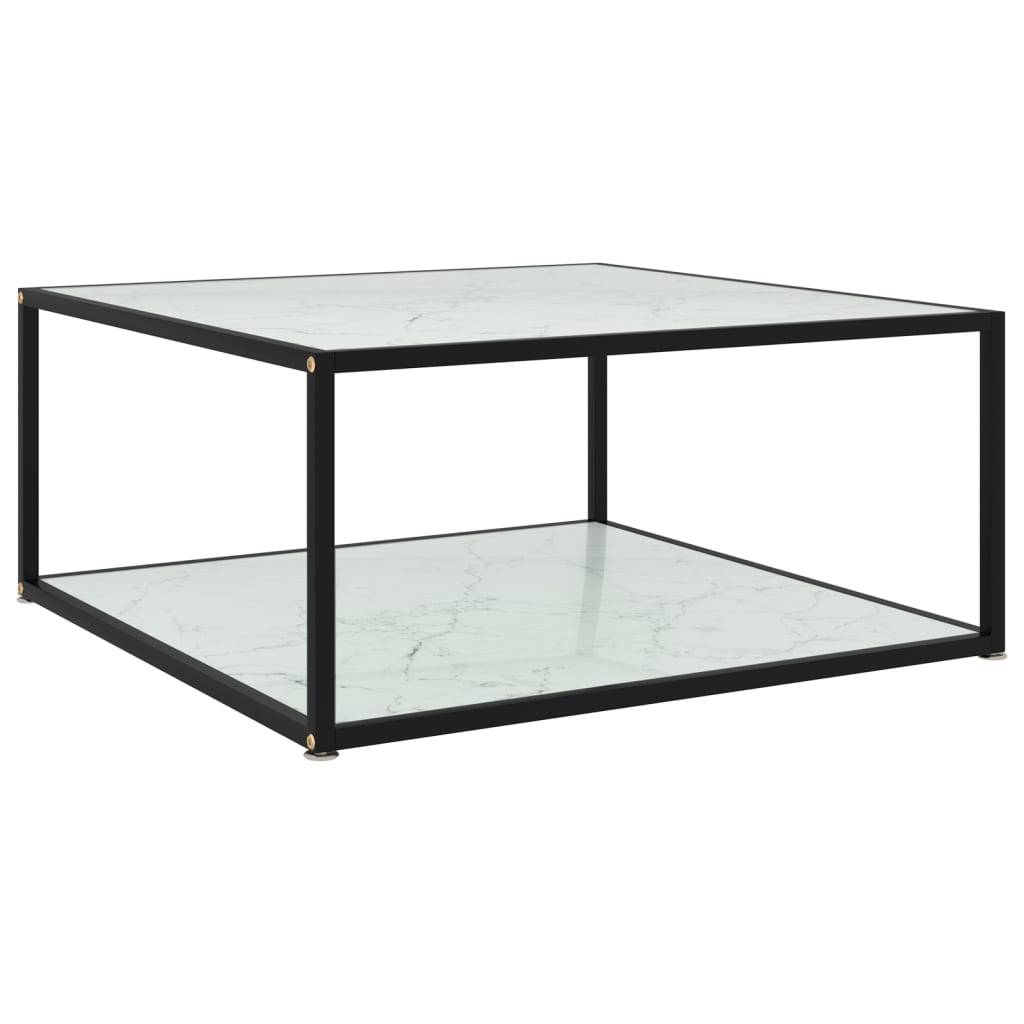 vidaXL - Salontafel - 80x80x35 - cm - gehard - glas - wit