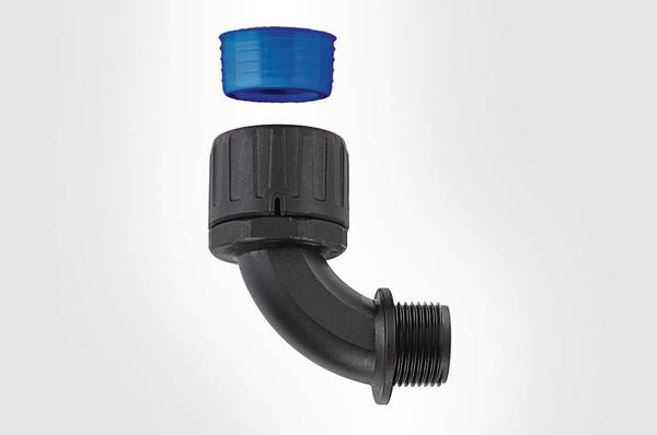 HELLERMANNTYTON HGL34-90-M32-PA66 90°-koppelstuk; polyamide; HelaGuard; IP66; stekkerbus 34 / M32 - 1 stuk