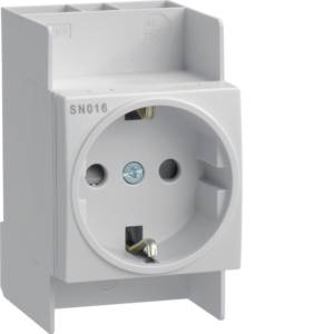 HAGER SN016 Stopcontact type F (Schuko); 230VAC; 16A; op DIN-rail - 1 stuk-0