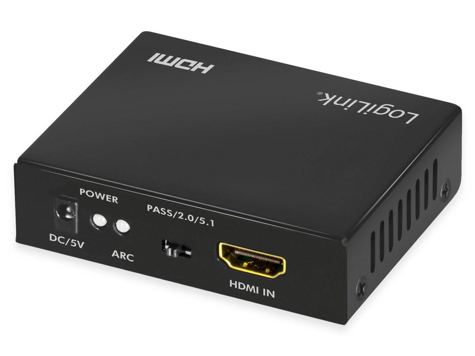 Symboolafbeelding voor LogiLink HDMI-audio-extractor, 2CH/5.1CH, SPDIF, 4K/60Hz, zwart.