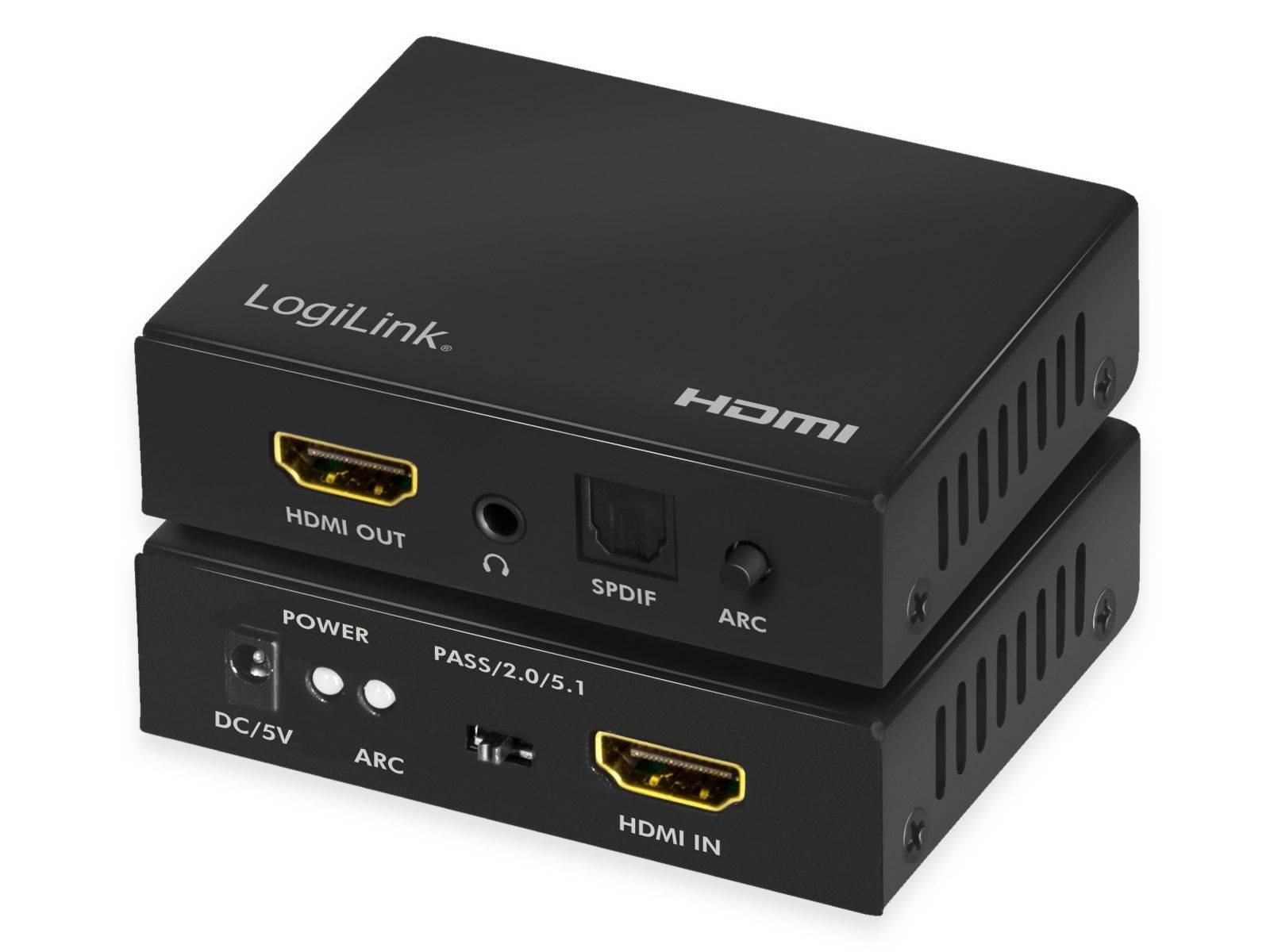 Symboolafbeelding voor LogiLink HDMI-audio-extractor, 2CH/5.1CH, SPDIF, 4K/60Hz, zwart.