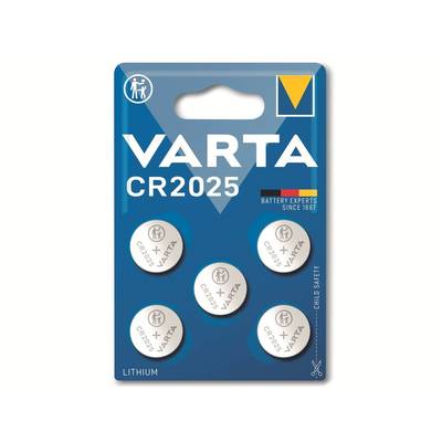 Varta Knoopcel CR2025 3 V 5 stuk(s) 157 mAh Lithium LITHIUM Coin CR2025 Bli 5