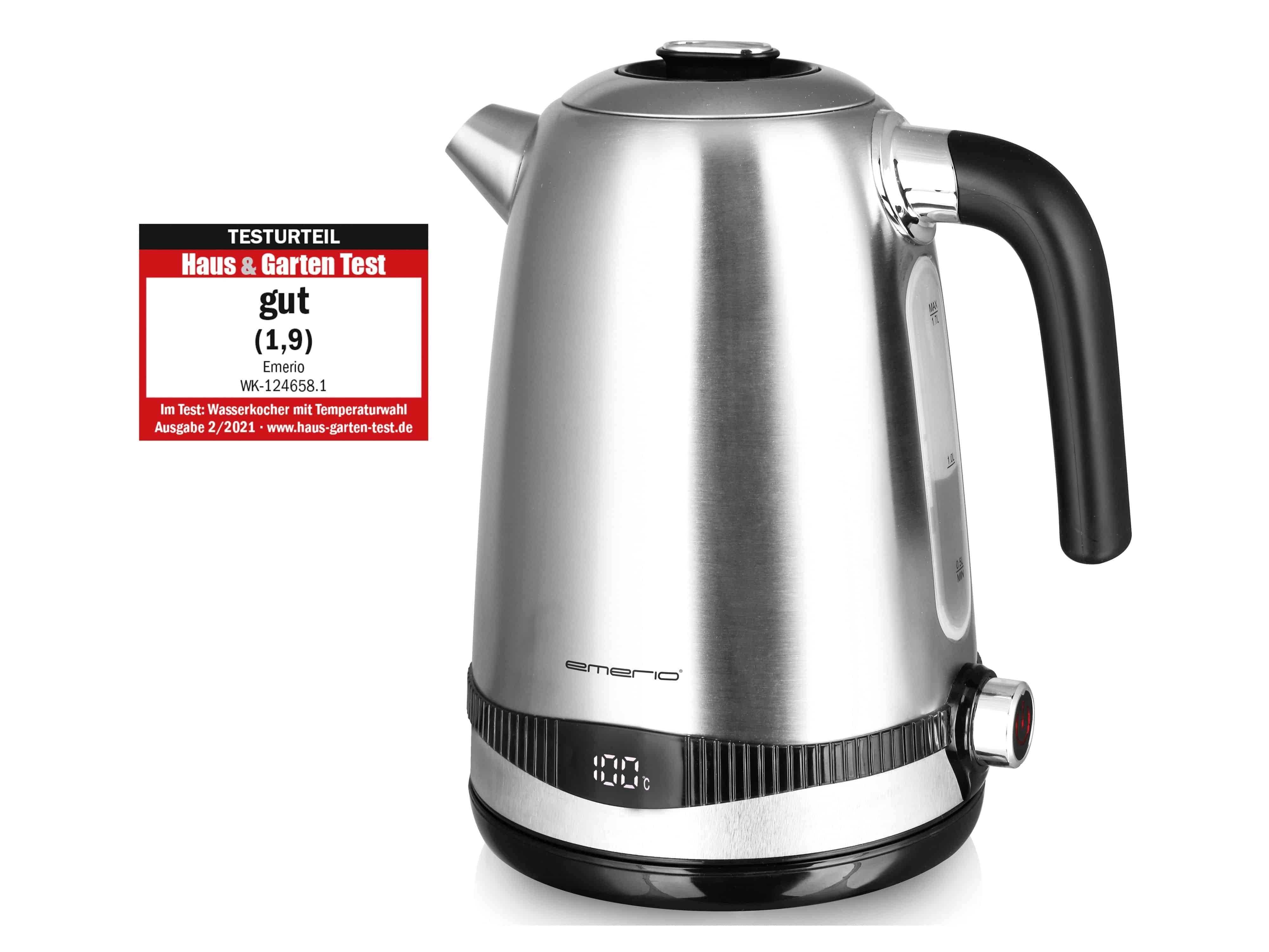 Symboolafbeelding voor EMERIO WK-124658.1 Waterkoker Snoerloos, BPA-vrij Aantal/Volume: 1.7 l Zilver, Zwart