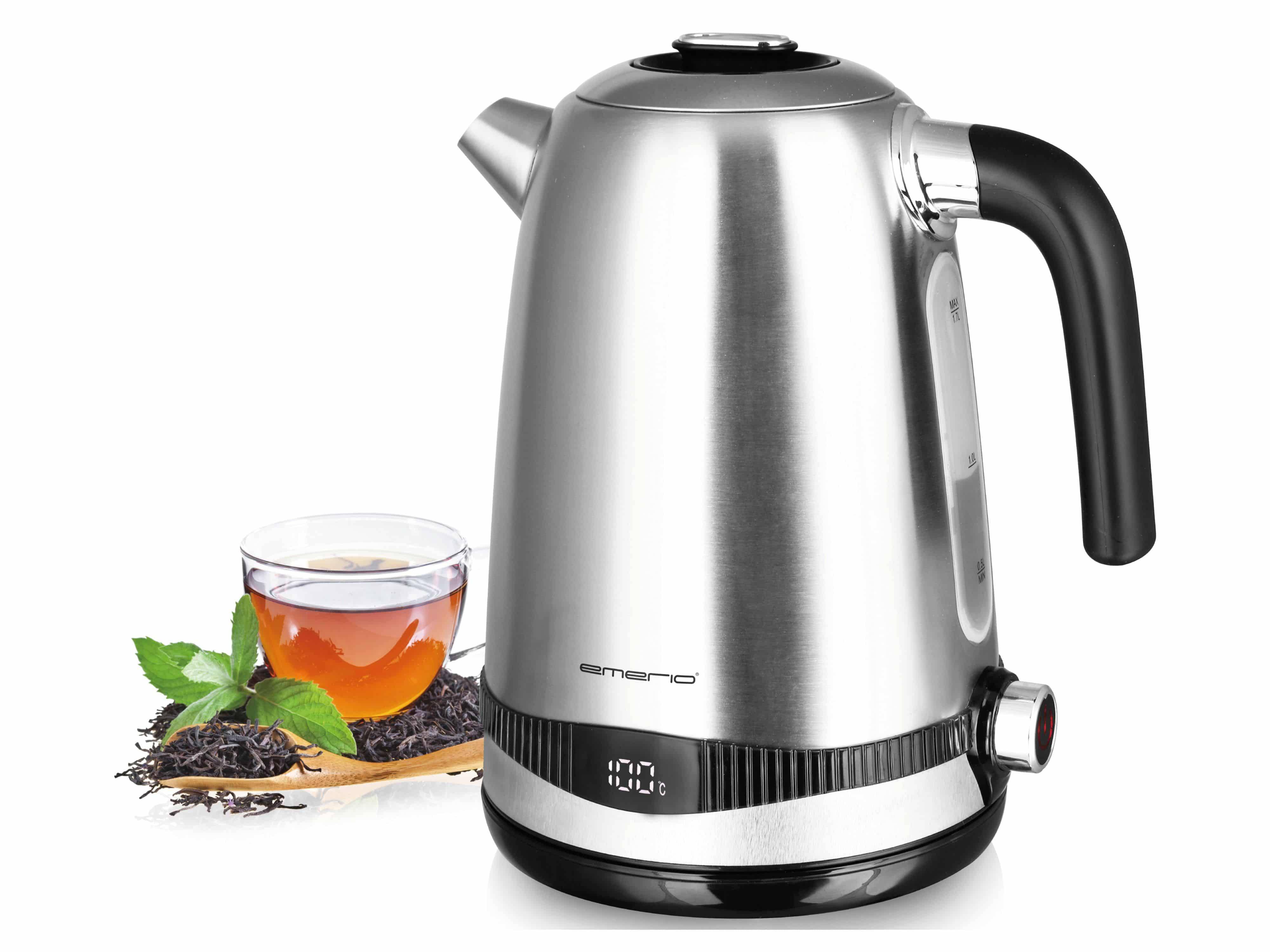 Symboolafbeelding voor EMERIO WK-124658.1 Waterkoker Snoerloos, BPA-vrij Aantal/Volume: 1.7 l Zilver, Zwart