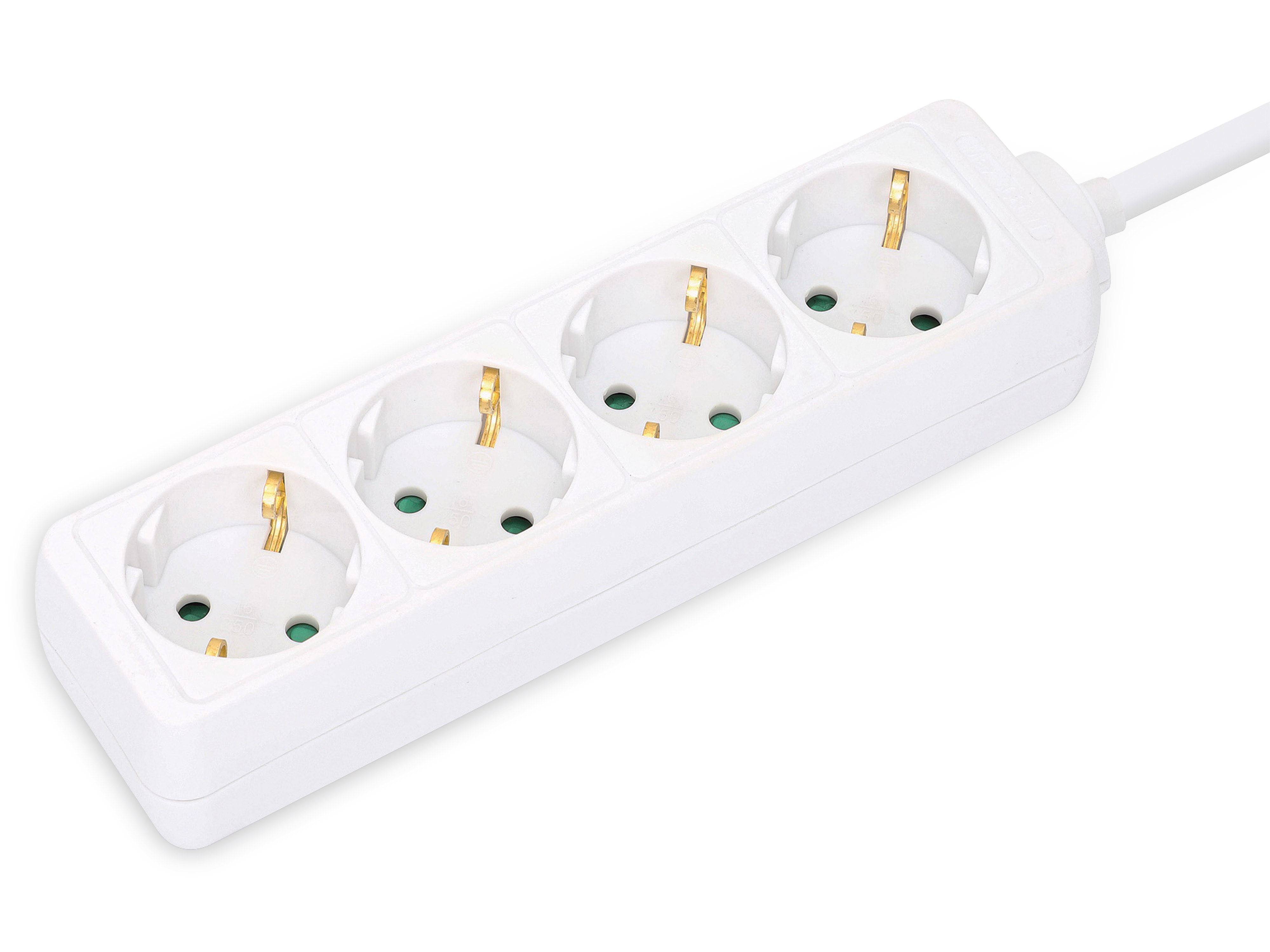 Symboolafbeelding voor EU Power Strip with 4 Outlets, Four German Type F Outlets, Built-in 2 m Power Cord with Type F Plug, 16 A, White