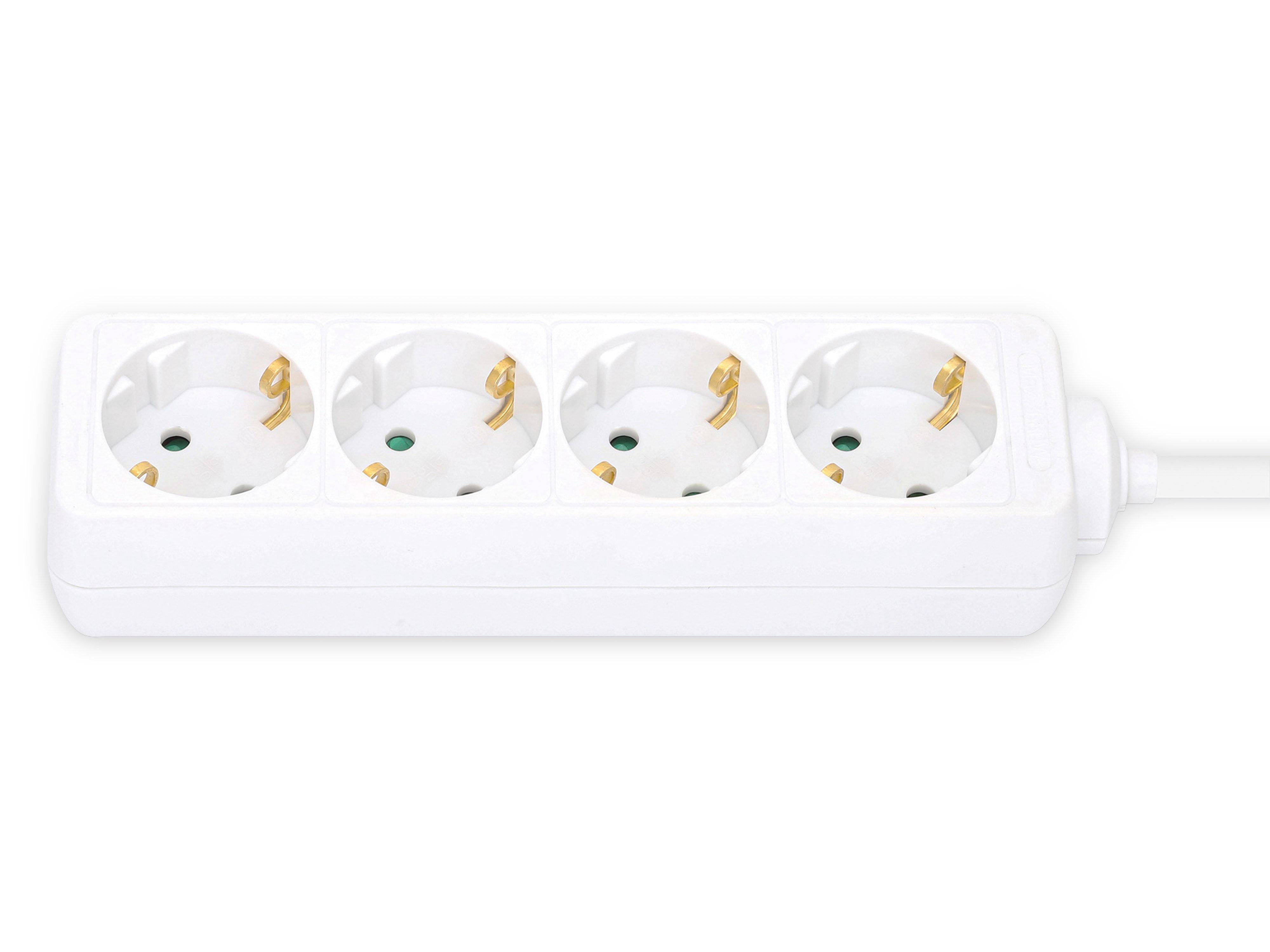 Symboolafbeelding voor EU Power Strip with 4 Outlets, Four German Type F Outlets, Built-in 2 m Power Cord with Type F Plug, 16 A, White