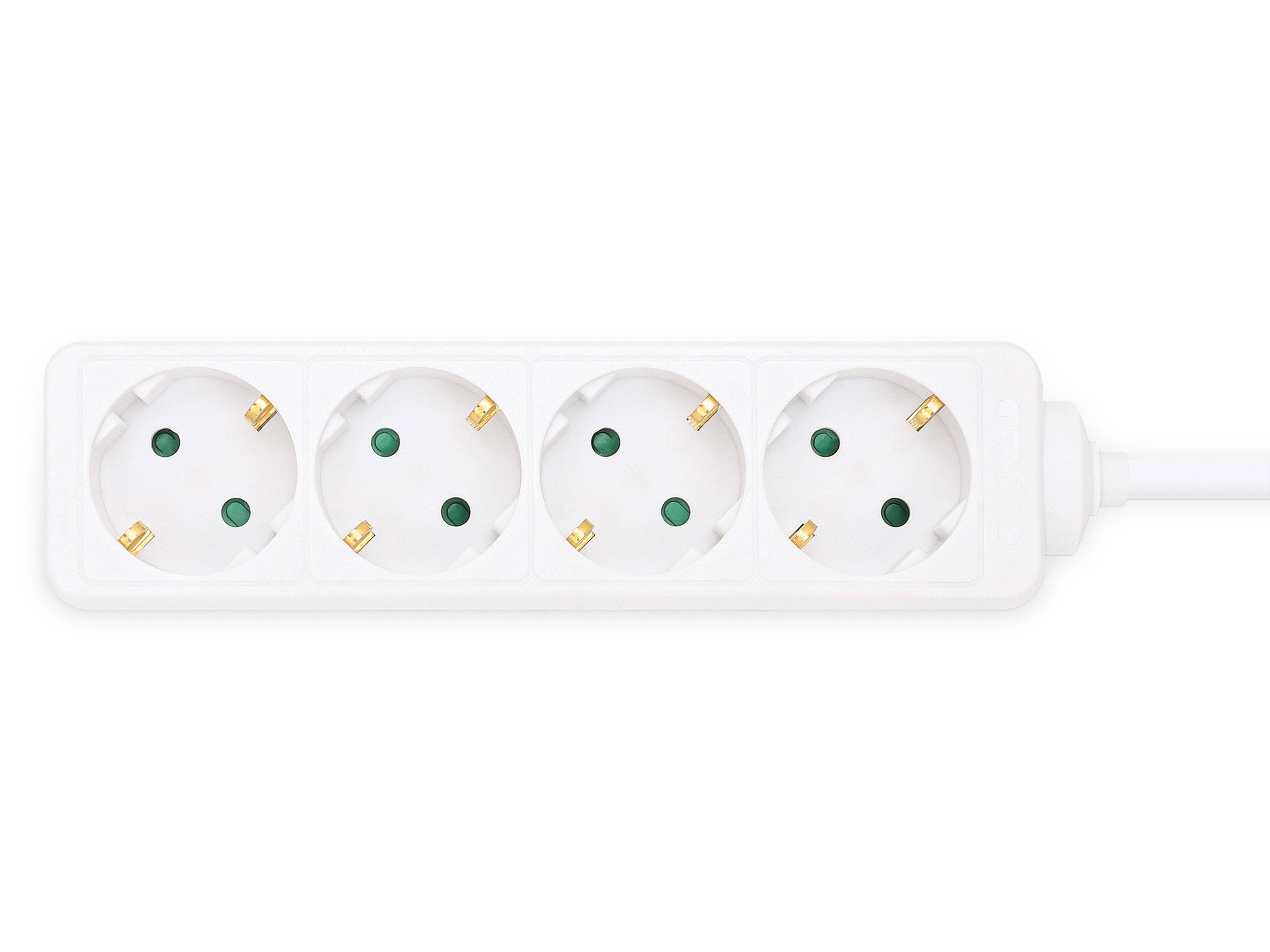 Symboolafbeelding voor EU Power Strip with 4 Outlets, Four German Type F Outlets, Built-in 2 m Power Cord with Type F Plug, 16 A, White