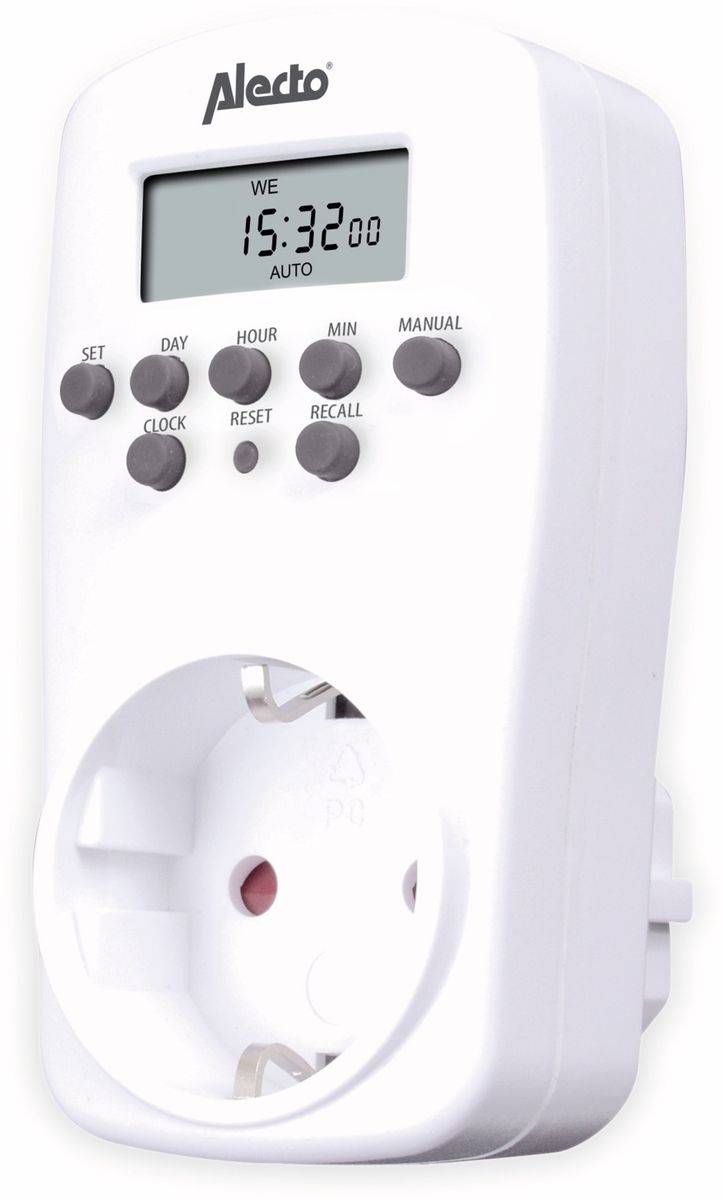 Alecto DTS-814 Stopcontact-schakelklok Digitaal Weekprogramma 1800 W Toevalsfunctie-1