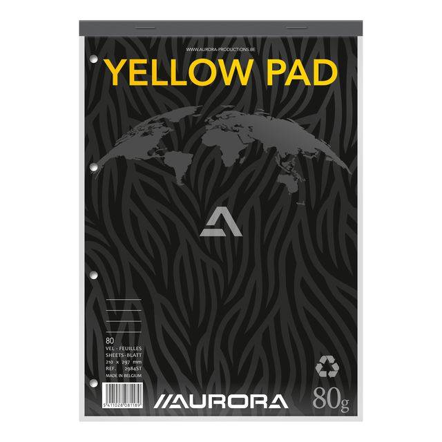 Aurora 5411028081189 Aurora - Cursusblok a4 lijn 4gaats 160pag 80gr geel-0
