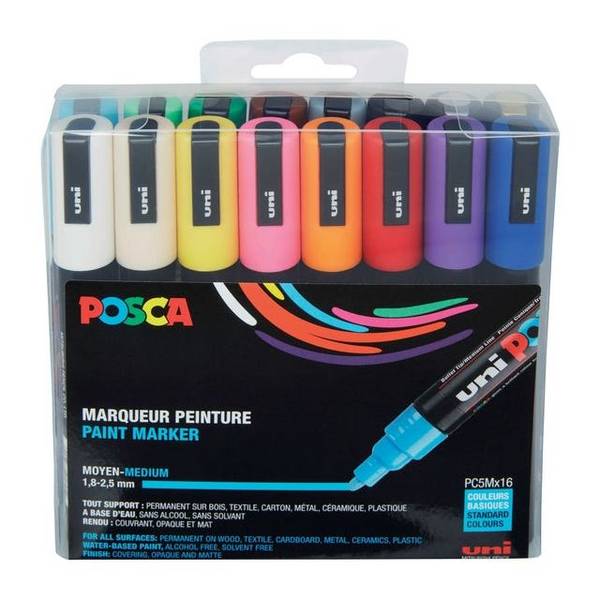 Verfstift Posca PC5M set à 16 kleuren