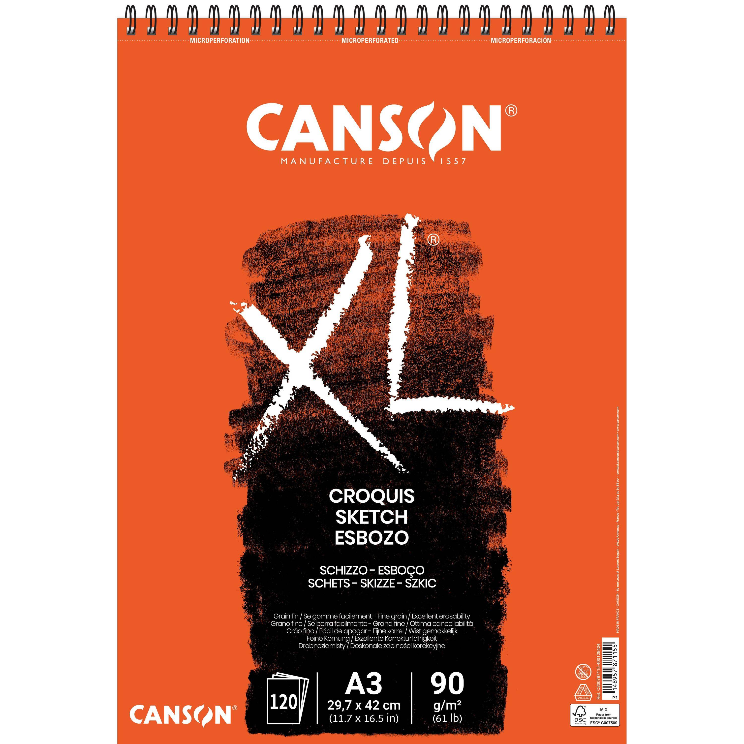 Schetspapier Canson XL Sketch 120vel 90gr A3 ivoorwit | 5 stuks-0