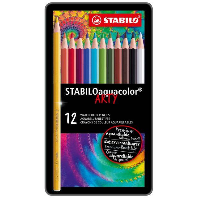 Stabilo 4006381146487 Stabilo - aquacolor, premium aquarel kleurpotlood, metalen etui met 12 kleuren-0