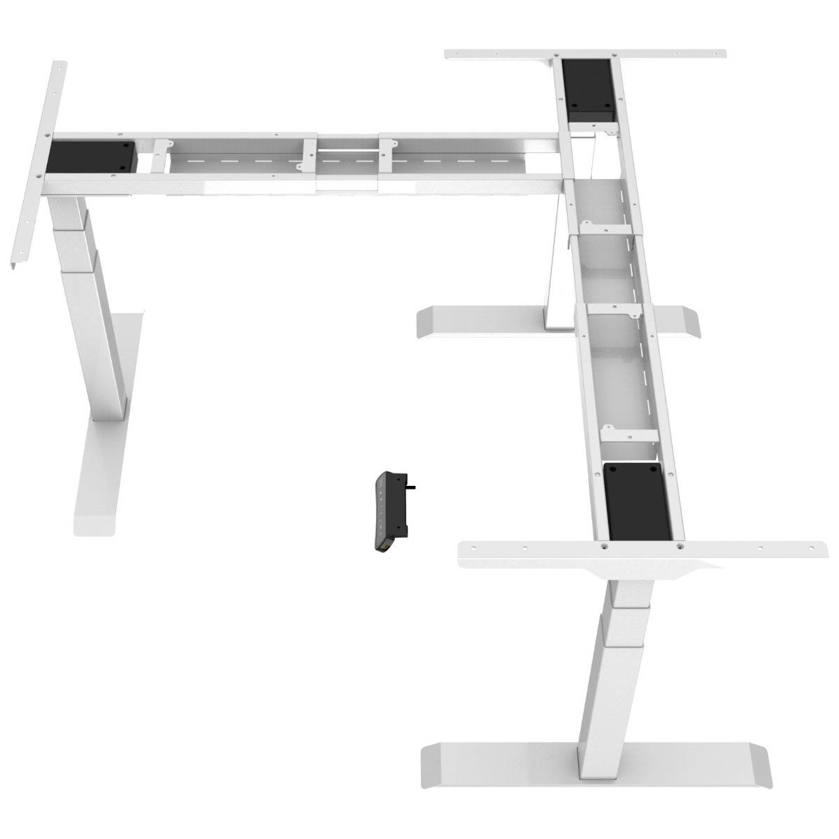 Elektrisch verstelbaar bureau Natuur eik - Hoek zit-sta frame grijs-1