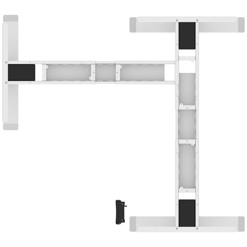Elektrisch verstelbaar bureau Natuur eik - Hoek zit-sta frame grijs-3