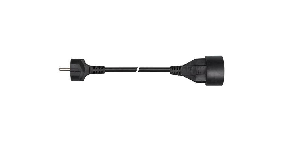 Perel 5410329453046 Perel - verlengkabel 3 meter, zwart, voor België-1