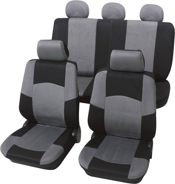 Petex 24274918 Classic Autostoelhoes 17-delig Polyester Zwart, Grijs Bestuurder, Passagier, Achterbank