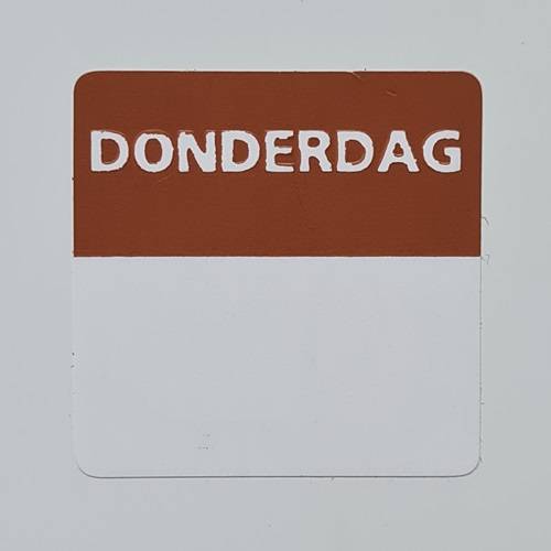 Klika 8721349436726 Klika - Etiket donderdag wit/bruin 25x25mm 500st-1