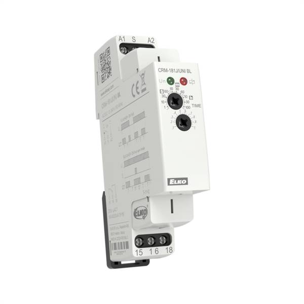 ELKO EP CRM-181J/UNI-BL Tijdrelais; 0,1s÷100h; SPDT; 250VAC/16A; Uvoed: 12÷240VAC; IP20 - 1 stuk