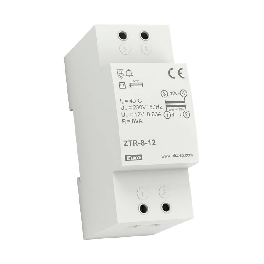 ELKO EP ZTR-8-12V Transformator: netwerk; 8VA; 230VAC; 12V; Uitg: schroefklemmen - 1 stuk-0
