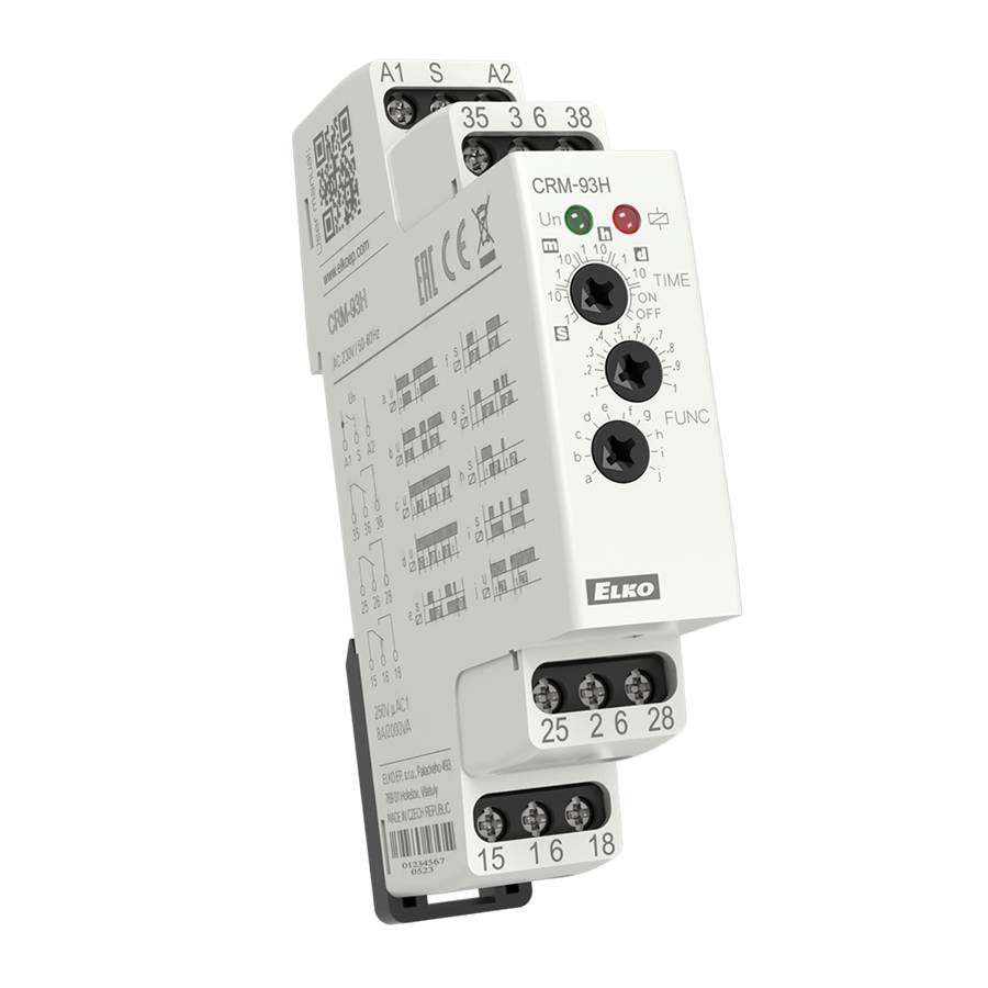 ELKO EP CRM-93H/230V Tijdrelais; 0,1s÷10dagen; SPDT x3; 250VAC/8A; Uvoed: 230VAC; IP20 - 1 stuk-0