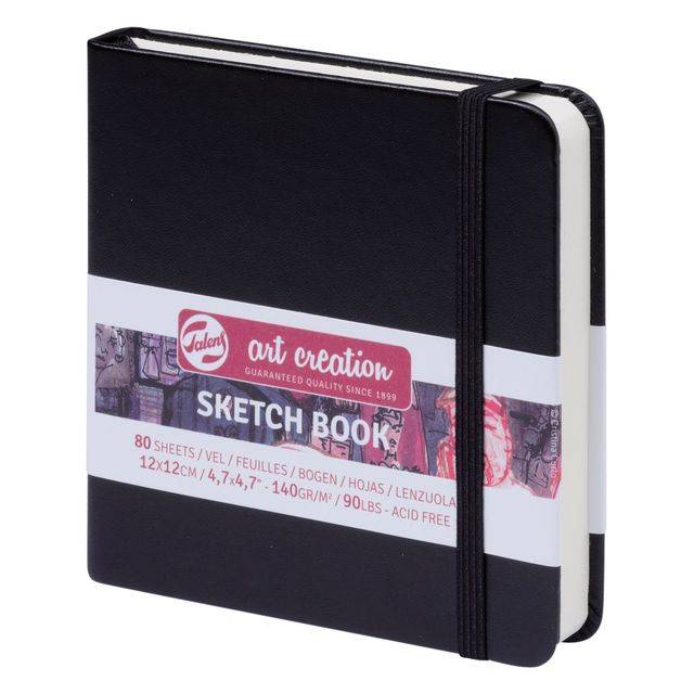 Schetsboek Talens Art Creation 80 witte vellen 140gr 120x120mm zwart-0