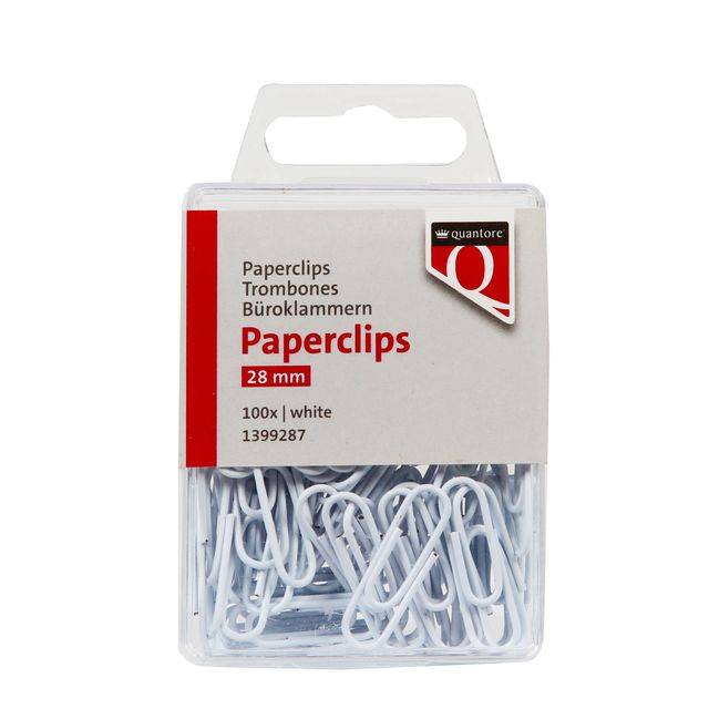 Paperclip Quantore 28mm 100 stuks wit-0