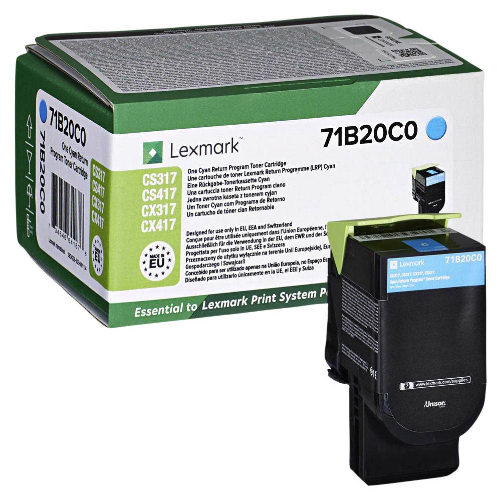Lexmark Tonercassette (recycling) CS317 CS417 CS517 CX317 CX417 CX517 Origineel Cyaan 2300 bladzijden 71B20C0-7
