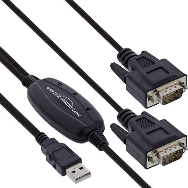 InLine® USB 2.0 naar 2x serieel adapterkabel, stekker A naar 2x 9-pins, 1,5m