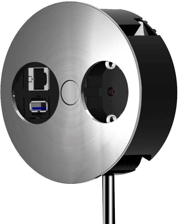Bachmann 931.005 Stopcontact (onderbouw) Met USB, Aanraakbeveiliging, Met Cat6-bus IP20 Chroom