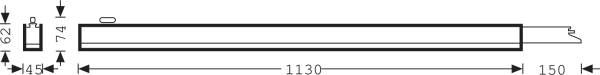 Blindmodule voor LED-lichtlijnen (midden). Coriflex 1130x45x74-1