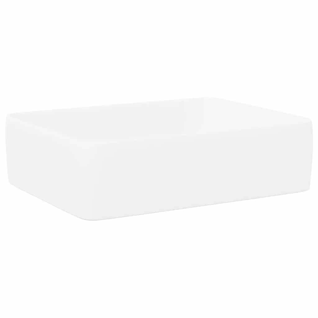 vidaXL - Wasbak - 48x37x13 - rechthoekig - keramiek - wit-0