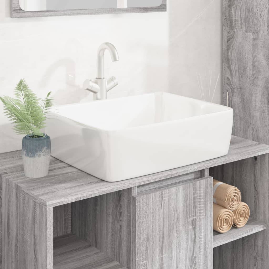 vidaXL - Wasbak - 48x37x13 - rechthoekig - keramiek - wit-1