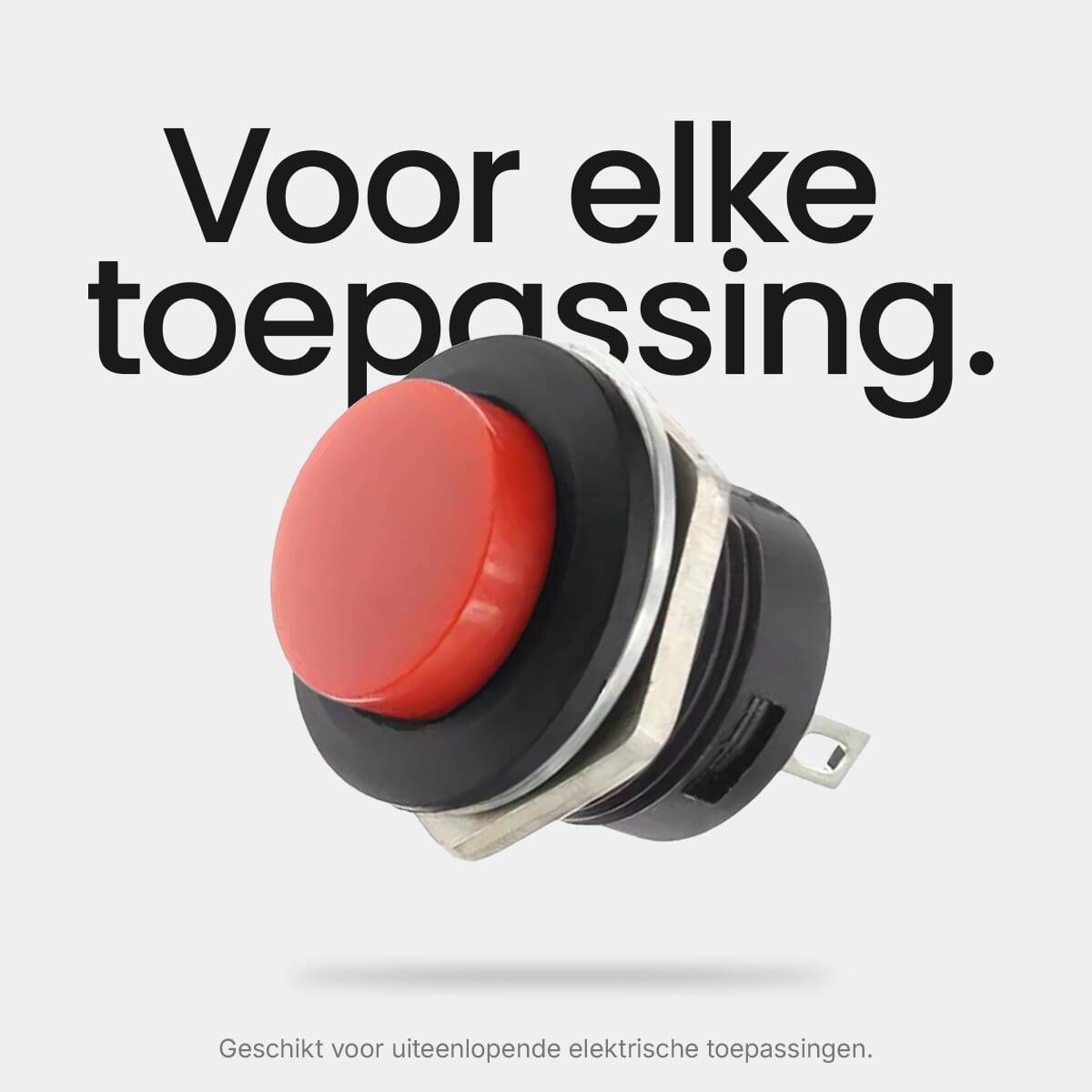 ProRide Drukknop Pulsschakelaar R13-507 - 16mm Inbouw - 250V/3A - Normally Open - Rood-2