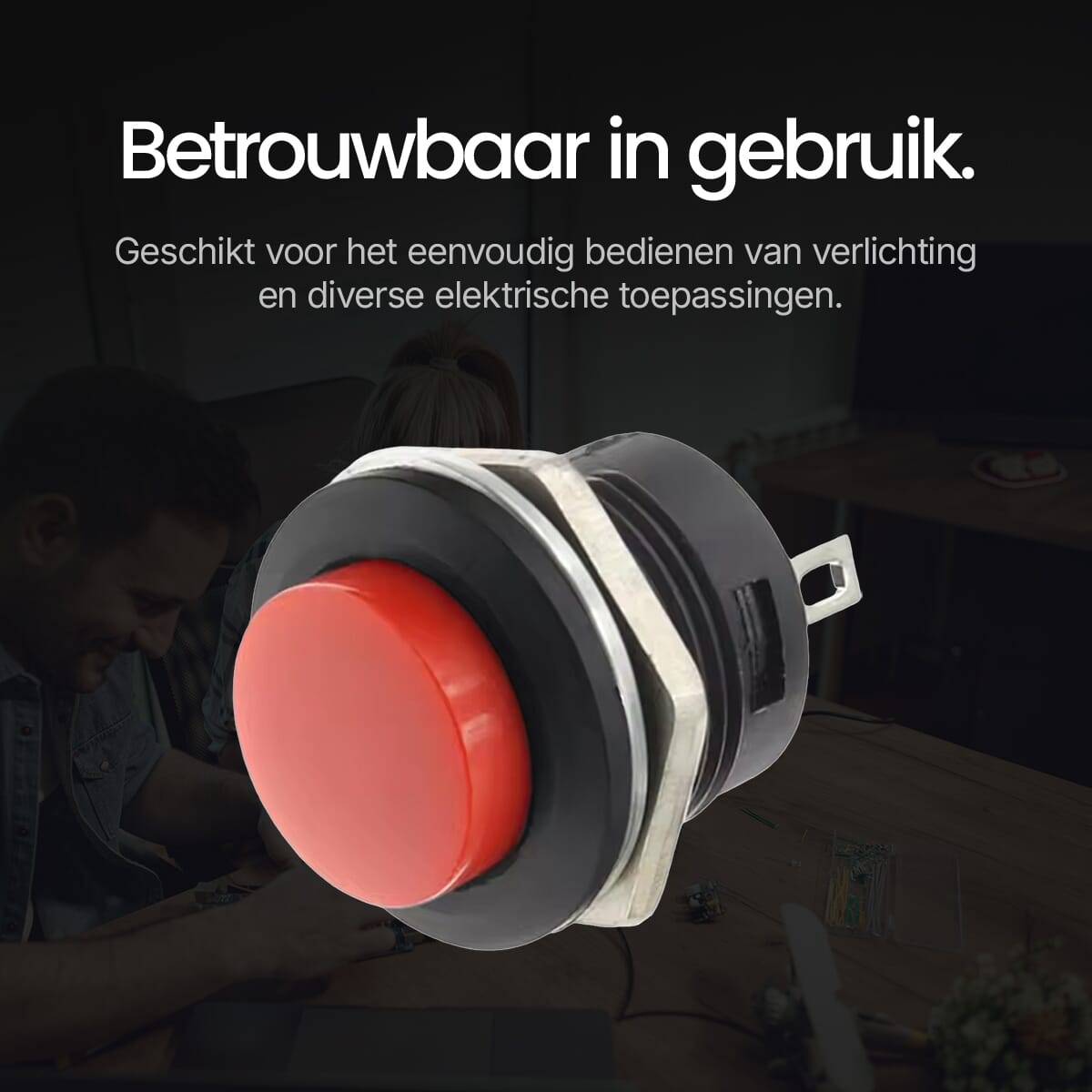 ProRide Drukknop Pulsschakelaar R13-507 - 16mm Inbouw - 250V/3A - Normally Open - Rood-3